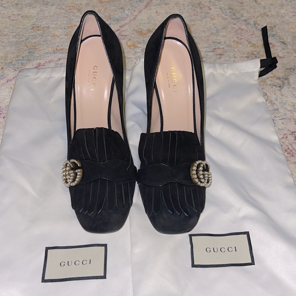 Gucci Marmot pearl double g pumps